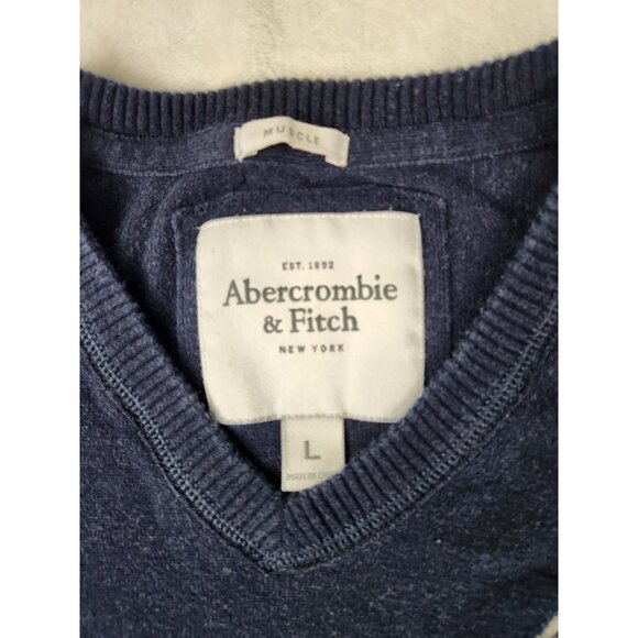 Abercrombie & Fitch Wool Cashmere Cotton Blend Sweater Mens L Blue Muscle Fit - Picture 5 of 13
